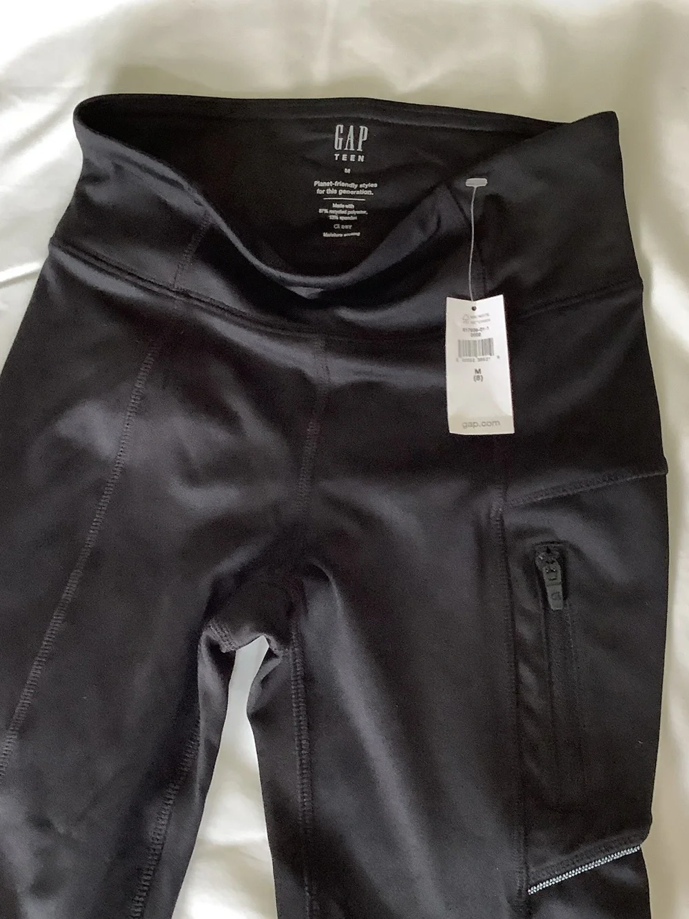 GAP Black Kids Performance Leggings with Zip Pocket